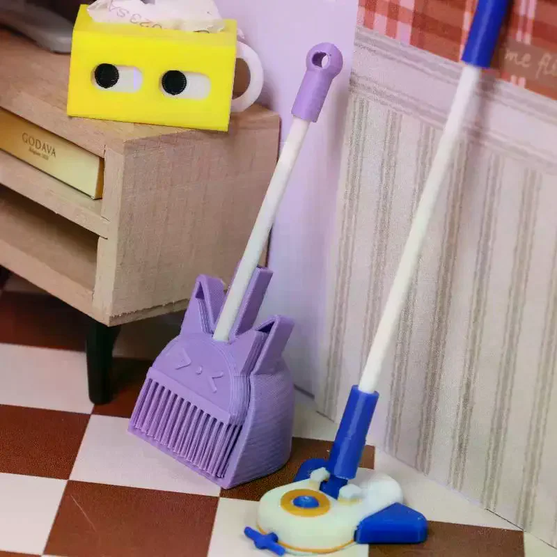 1Pcs Dollhouse Miniature Dustpan/ Aircraft Mop Simulation Model Funiture Accessories For Doll House Decor Pretend Play Toys Gift