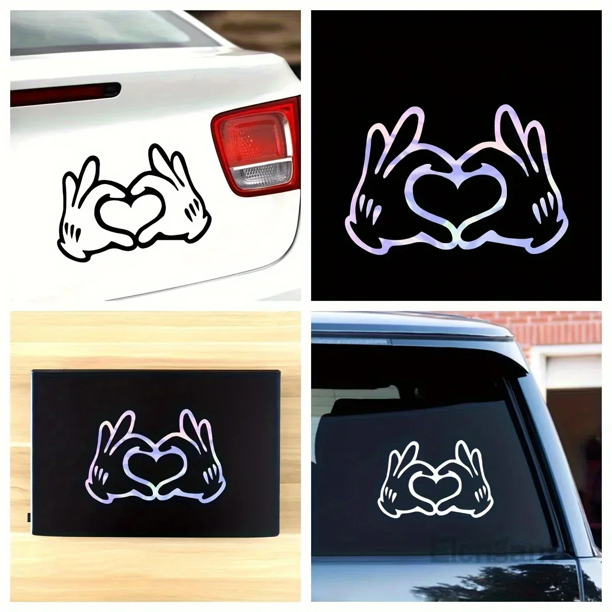 1pc legal dos desenhos animados mãos coração decalque-design romântico exclusivo para pertences-acessório de vinil durável à prova dwaterproof água