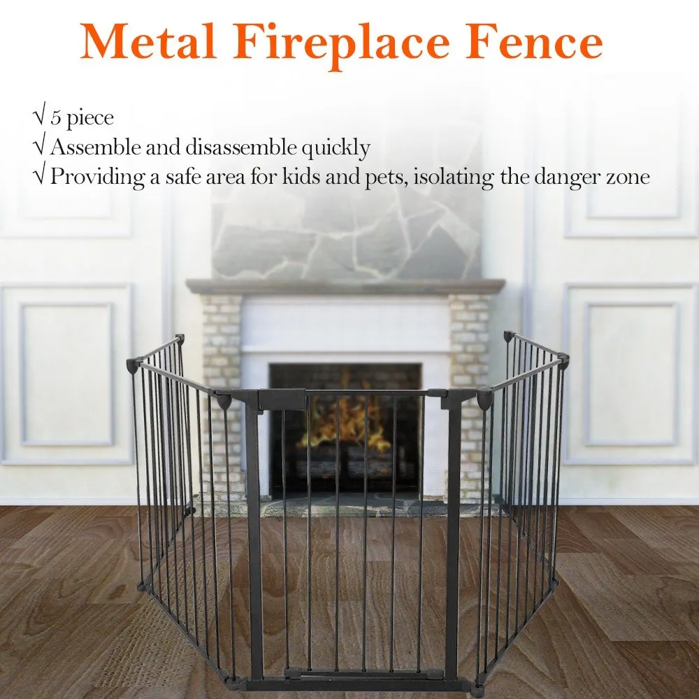 Metal Fireplace Fence Dog Fire Gate Baby Safety Gate Dog Safety Fence for Pets and Baby