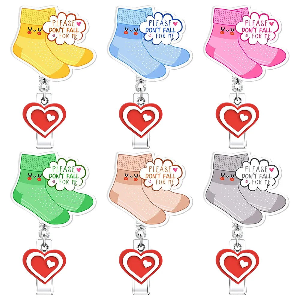 Please Don't Fall For Me Stockings Style Rotate Badge Reel Nurse Workers Enfermera ID Holder Retractable Card Holder Accessory