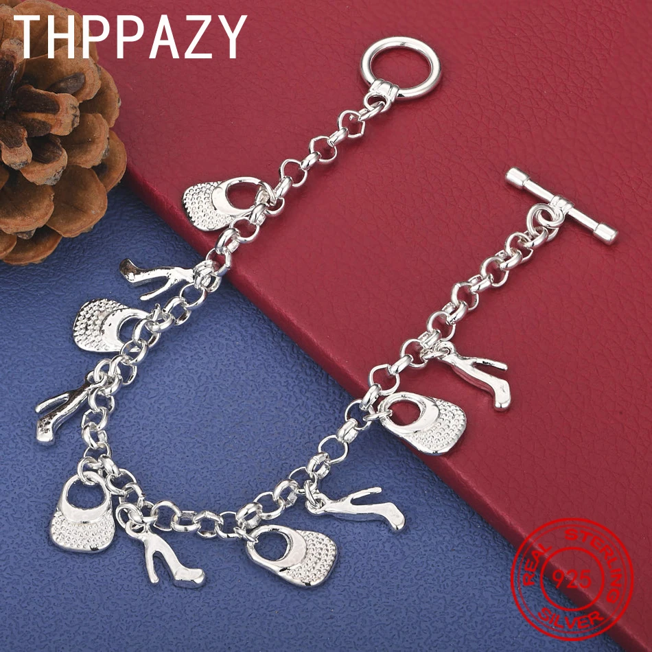

THPPAZY 925 Sterling Silver Shoes/Bags Bracelets Fine Jewelry Beautiful Luxury Gift Birthday Party Wedding Accessories