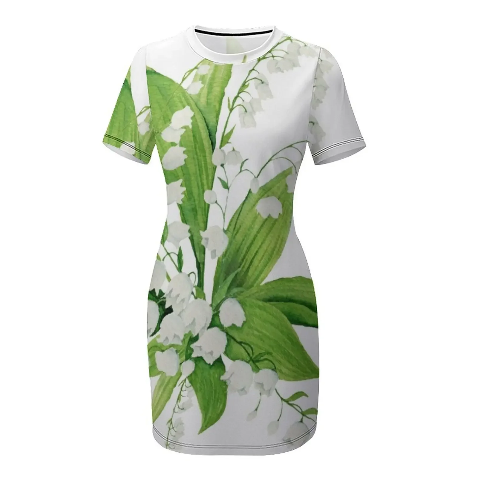 Robe blanche à manches courtes Lily of the Valley pour femme, robe de bal à manches longues