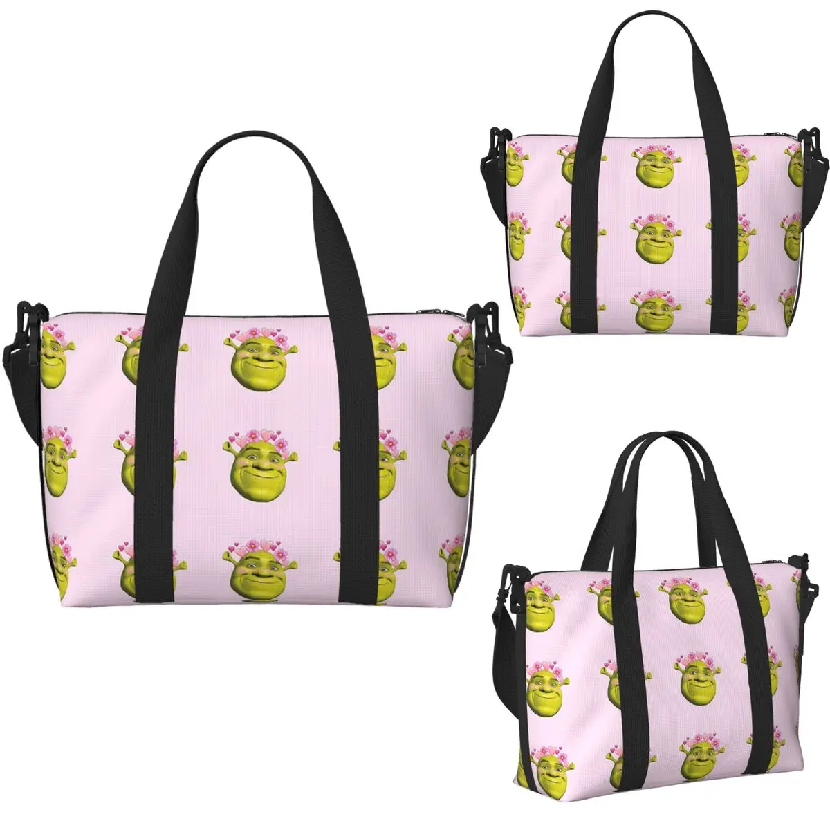 Пляжная дорожная сумка Kawaii Shrek на заказ, большая вместительная сумка-тоут для тренажерного зала, йоги, женская дорожная сумка для покупок, сумка на плечо