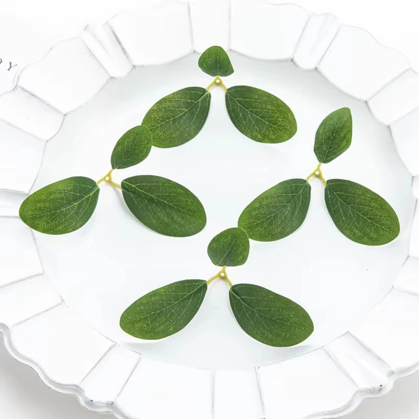 

50PCS Artificial Plants Cheap DIY Needlework Cake Wedding Bouquets Wreath Festival Decoration Home Room Scrapbook Fake Rose Leaf