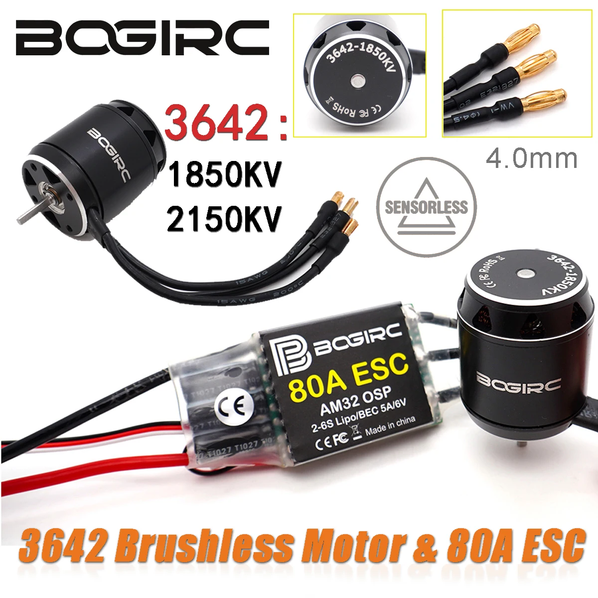 

RC Crawler Car Parts 3642 Brushless Outrunner Motor 80A AM32 ESC Speed Controller for Axial Traxxas TRX4 TRX6 RC4WD D90 SCX10