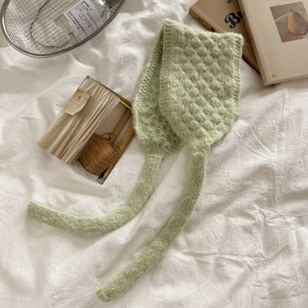 Trendy Thickening Wool Strappy Ear Muff Solid Color Windproof Knitted Earmuffs Keep Warm Handmade Ear Protection Strap Girls