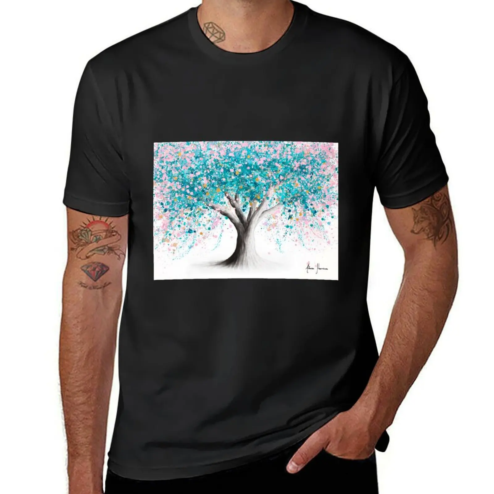 Turquoise Blossom Tree T-Shirt hippie clothes oversizeds tees anime mens t shirts pack