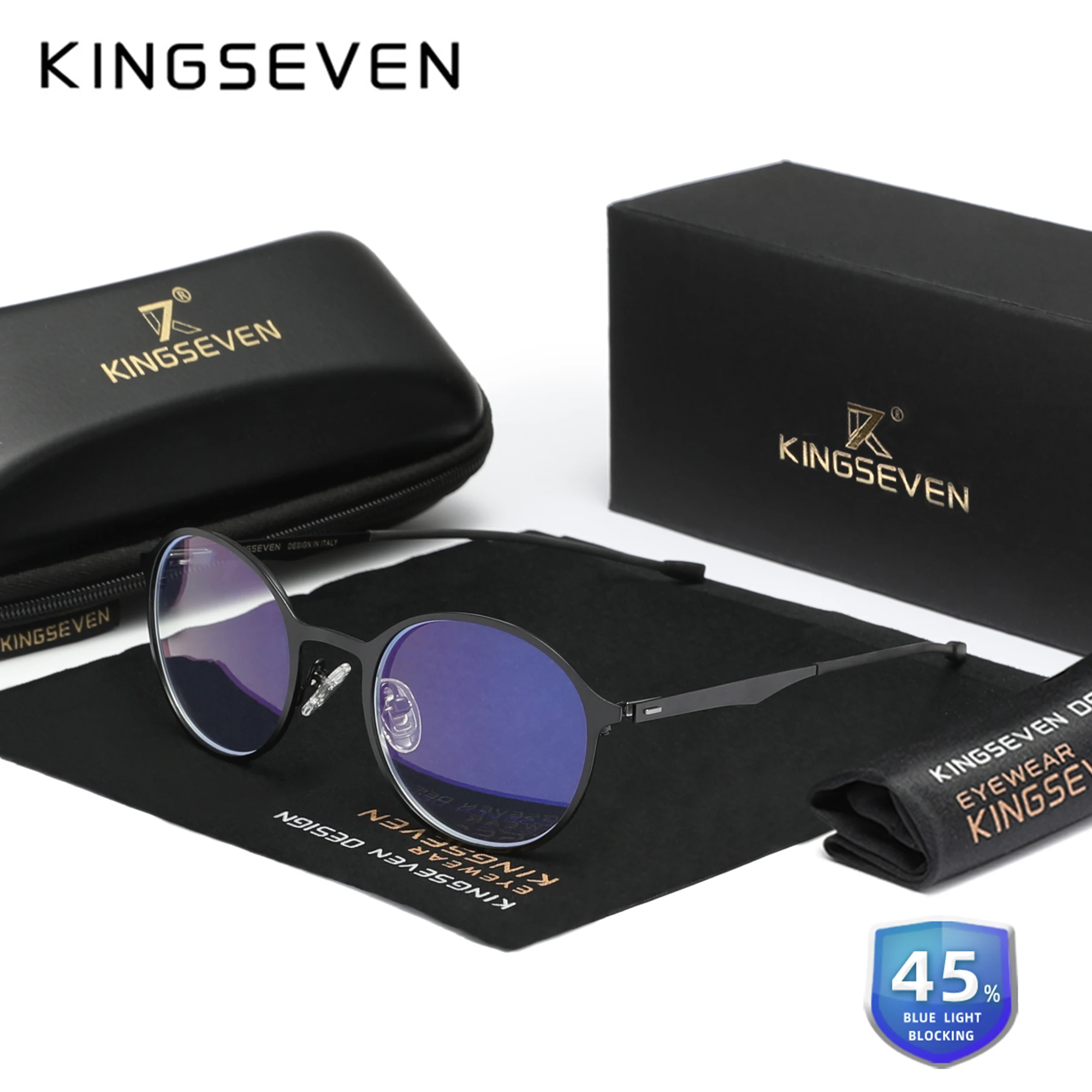 

KINGSEVEN Blue Blocking Optical Glasses Men/Women Phone Computer Anti-Blue Ray Eyewear Oval Frame Transparent Lenses Eyeglasses