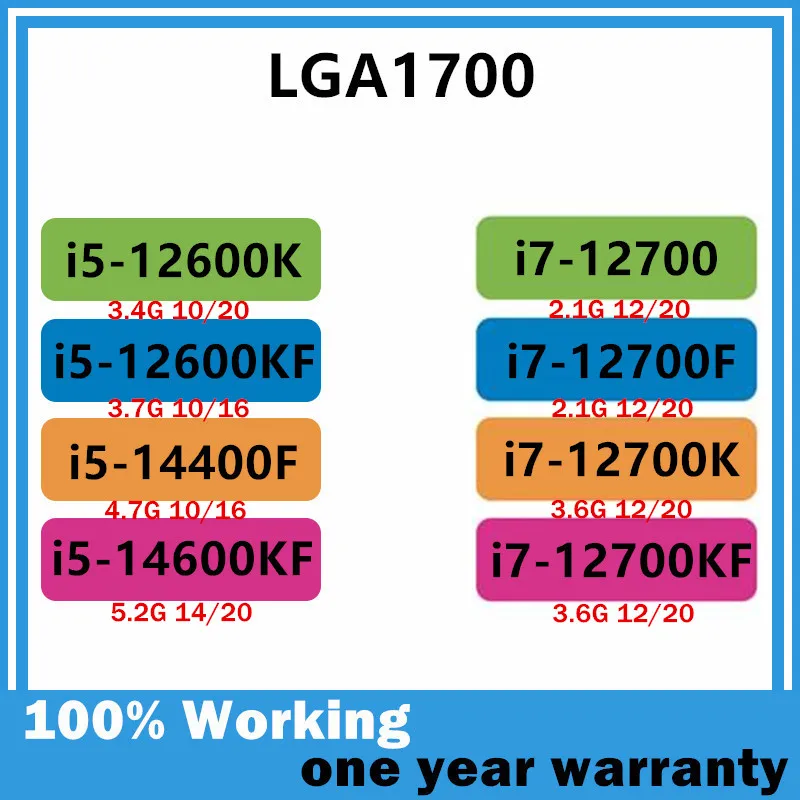 i5-12600K 12600KF 14400F 14600KF i7-12700 12700F 12700K 12700KF