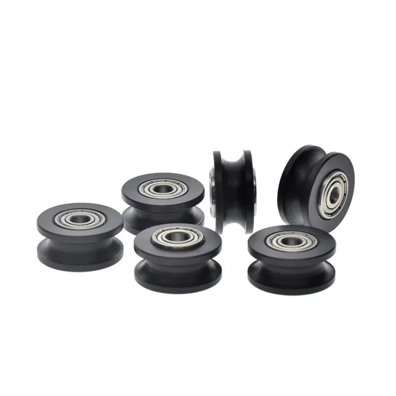 5pcs 695zz dual-bearing plastic U-slot wheel pulley r3-slot wheel rail 6mm track guide wheel passive 4 x 22 x 10-12