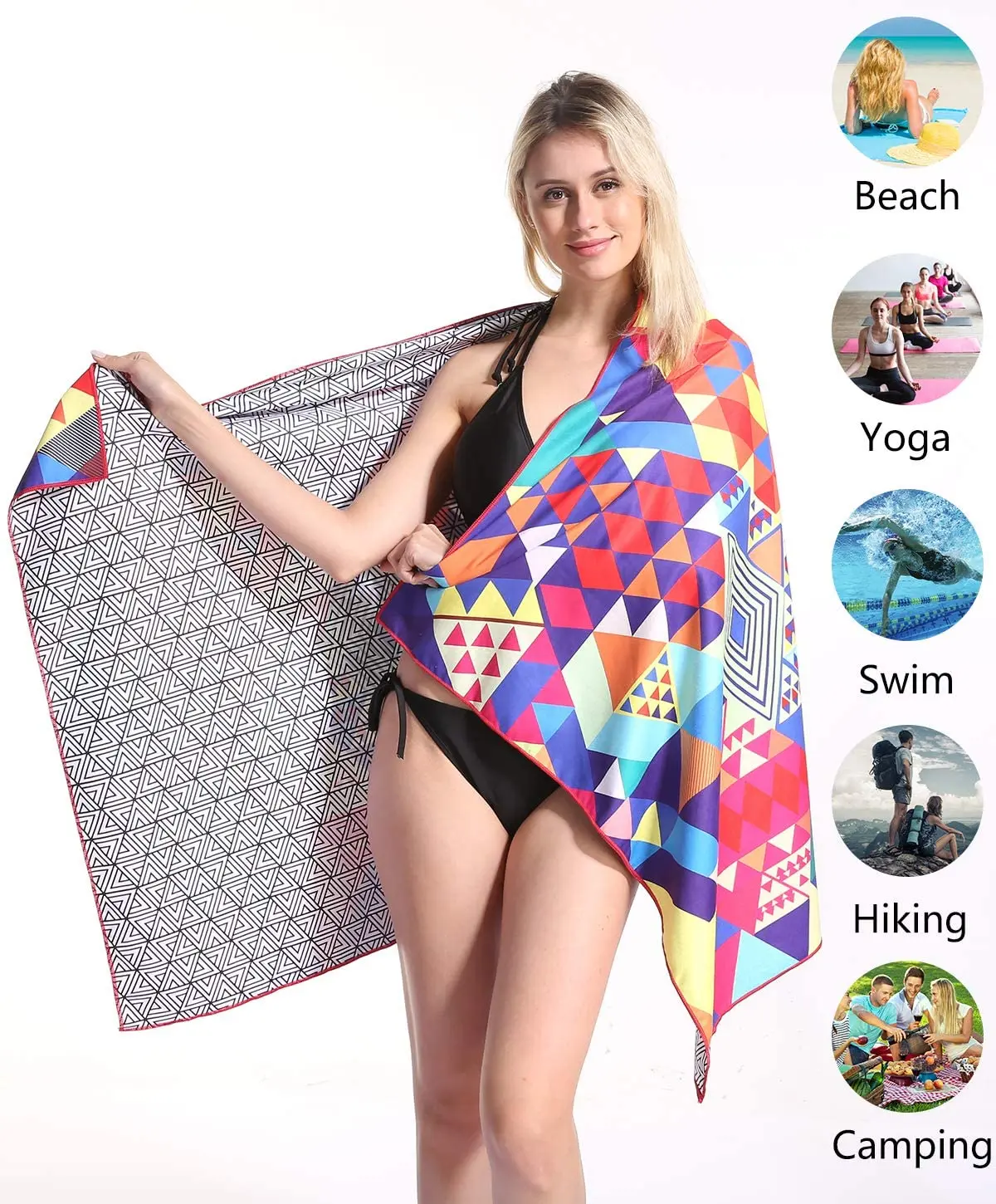 Serviette de plage en microfibre tropicale surdimensionnée, imperméable au sable, à séchage rapide, sans sable, pour voyage en plein air, couverture