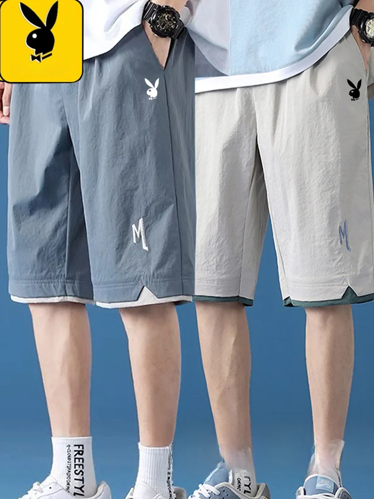 

Ice Silk Qui Dry ort Pants Men Summer Outdoor Thin New Baskeall Sports Running Casual Five-Quarter Pants