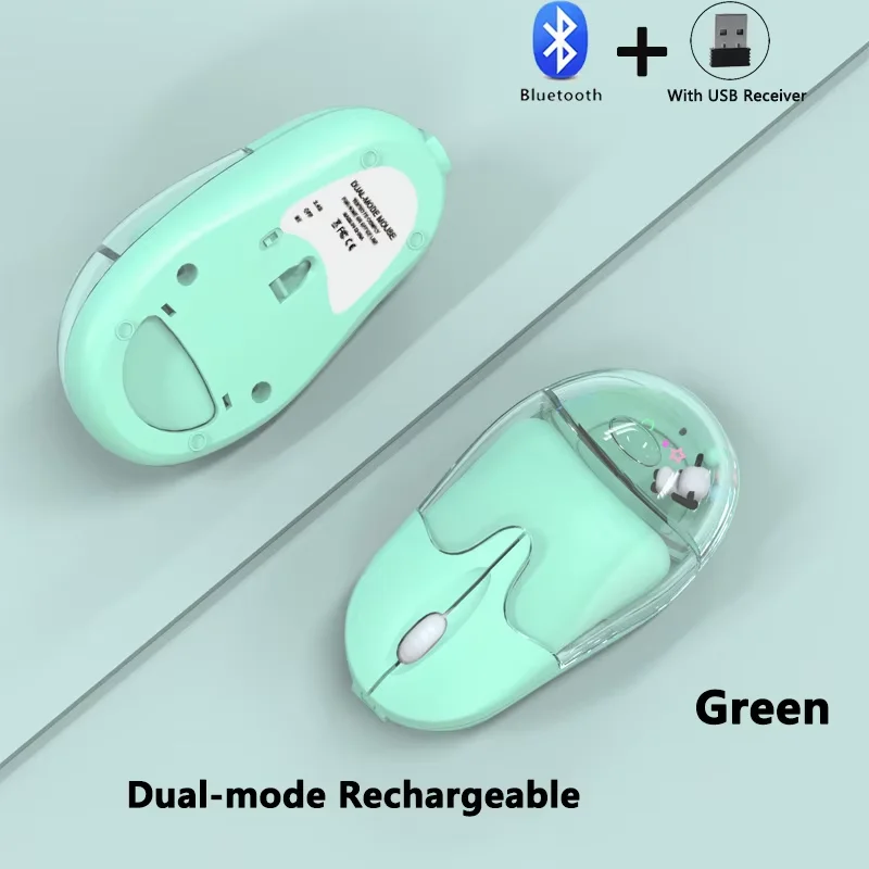 

Panda Doll Wireless Gaming Mouse 2.4G+BT Dual Mode Mute Rechargeable RGB Backlight Bluetooth Mouse Animals float Mice For Laptop