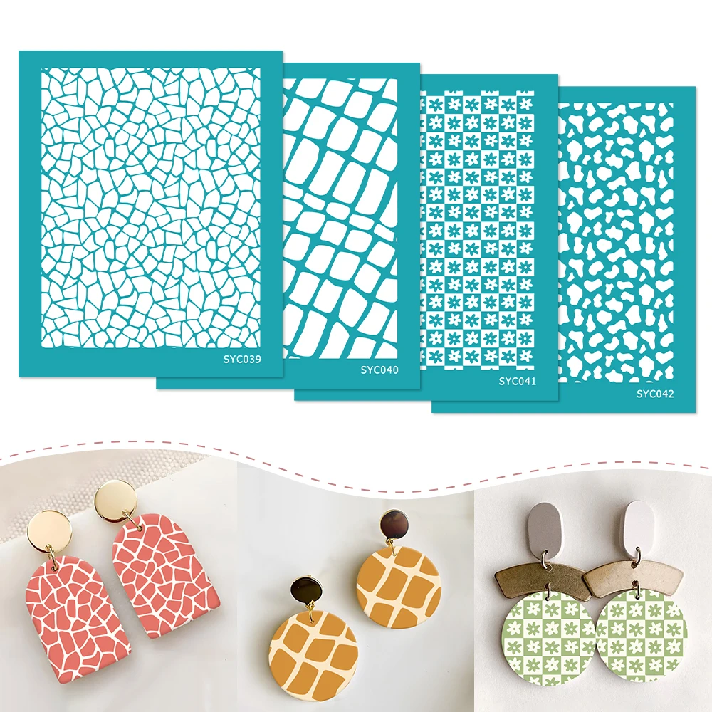 2025 جديد الشاشة الحريرية قابلة لإعادة الاستخدام طقم الطباعة بالشاشة الحريرية للطباعة على الطين مجوهرات الطين أقراط بوليمر كلاي الإستنسل مائي #1