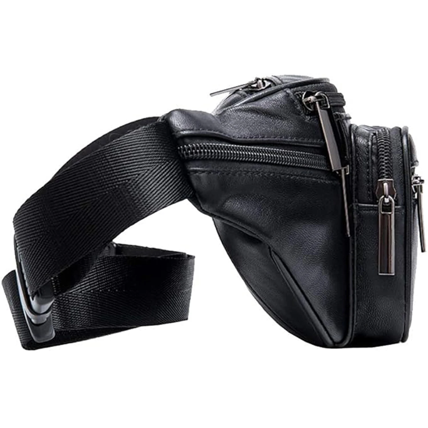 Hebetag Leather Fanny Pack Waist Bag for Men Women Travel Hiking Running Hip Bum Belt Slim Cell Phone Purse Wallet Pouch