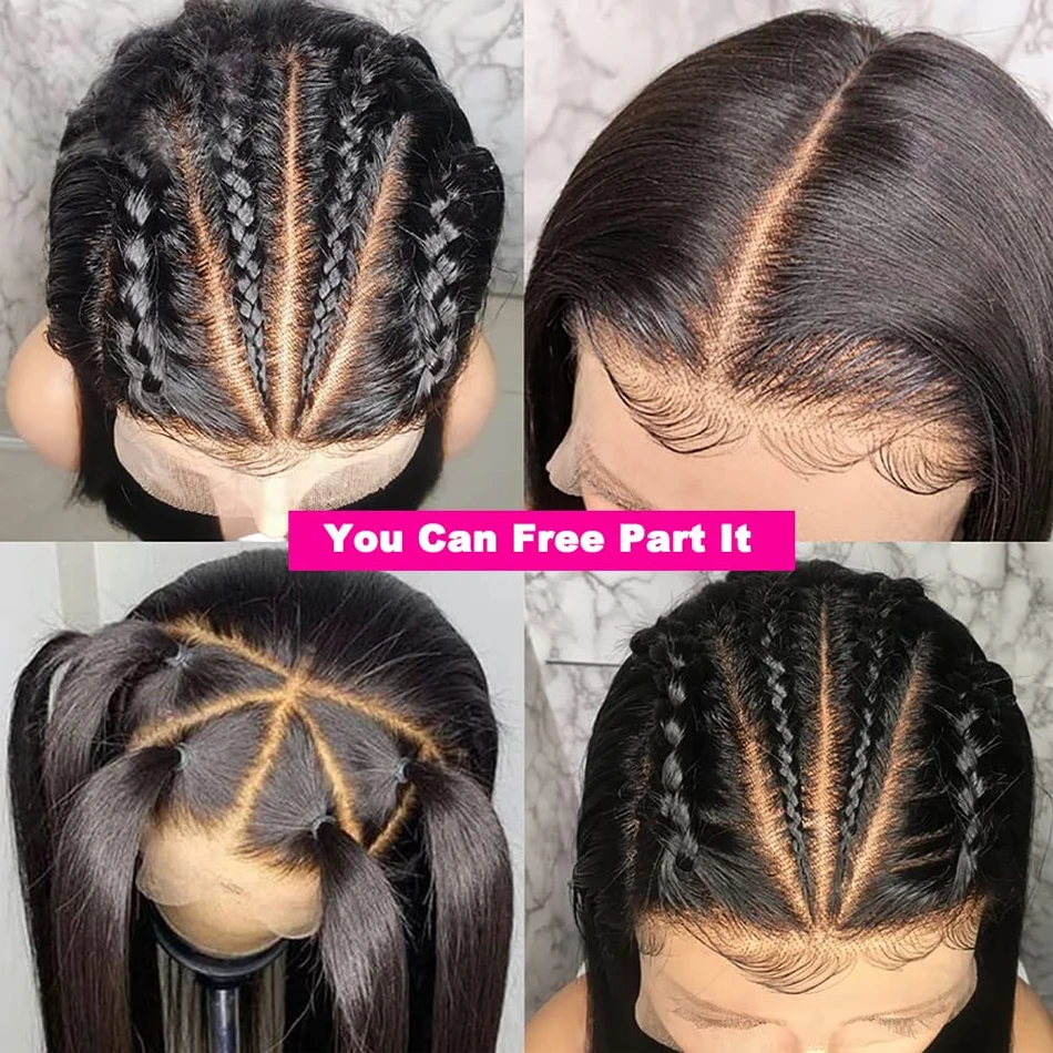 Wear And Go Glueless HD Transparent Wigs Human Hair Lace Frontal Brazilian Straight Ready To Wear 13X4 Lace Frontal Wig 32Inch image 4