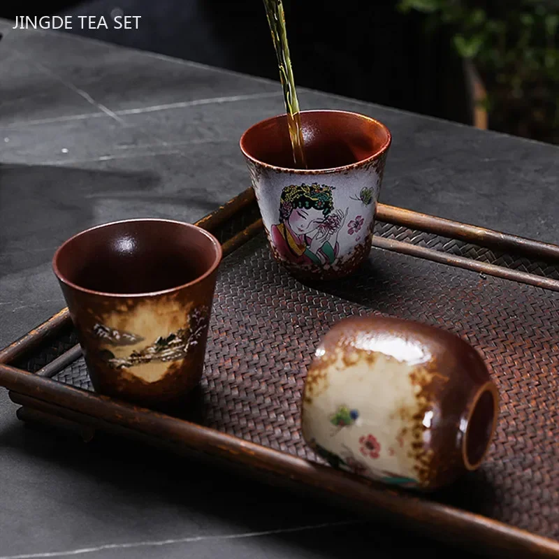 110/120ml Vintage Exquisite Ceramic Tea Cups Hand-painted Porcelain Master Cup Traditional Custom Teacup Chinese Tea Accessories