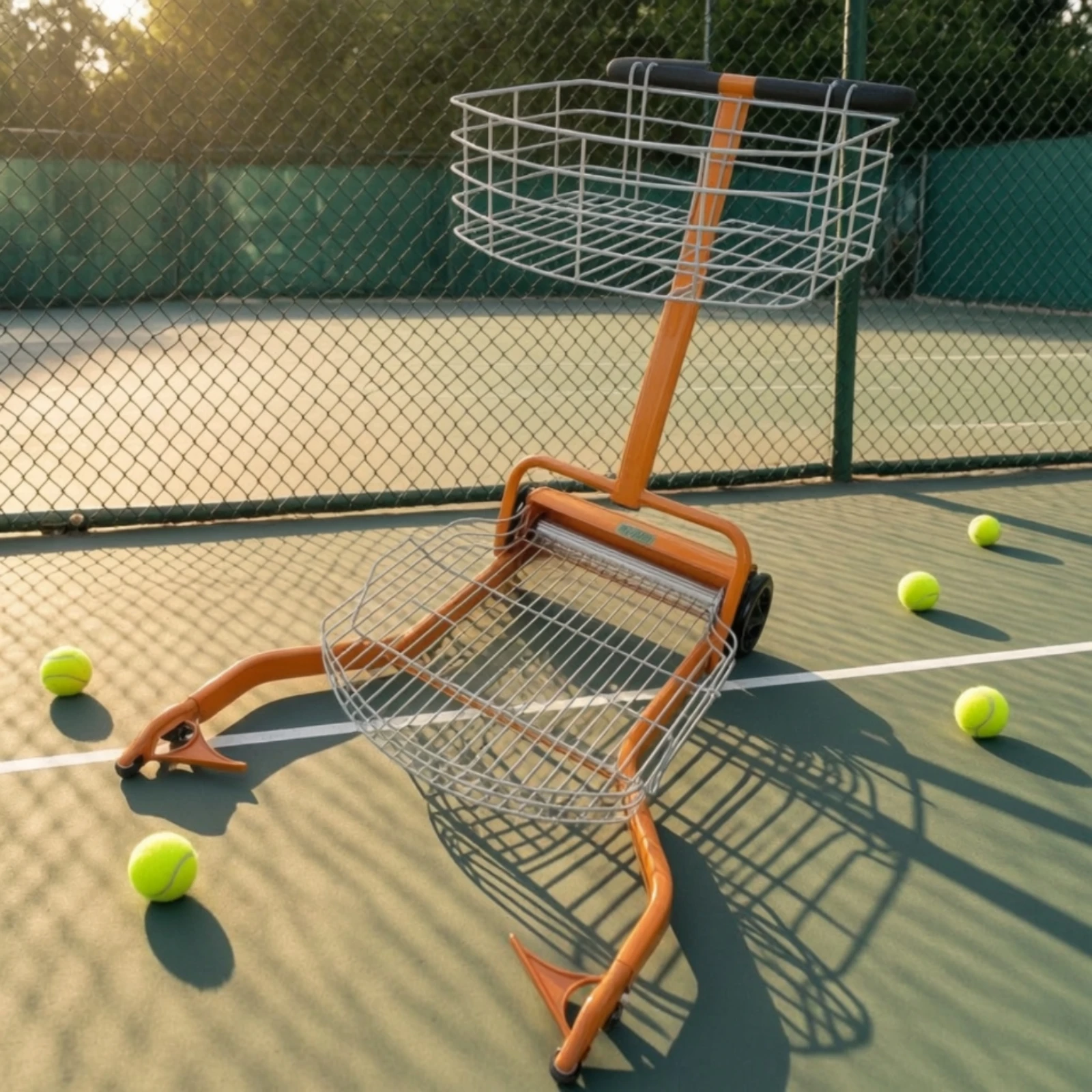 Tennis Ball Pickup Cart Heavy-Duty Tennis Ball Retriever Basket Mobile Rust-Resistant for Coaches, Training Sessions, Coaching
