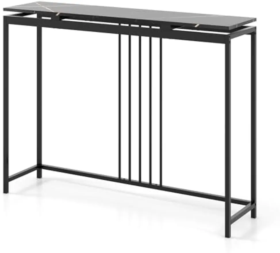 

Comfort corner 2-Tier Console Table,Sofa Tables Narrow Long with Faux Marble Tabletop & Metal Frame,Entryway Table,Foyer Tables