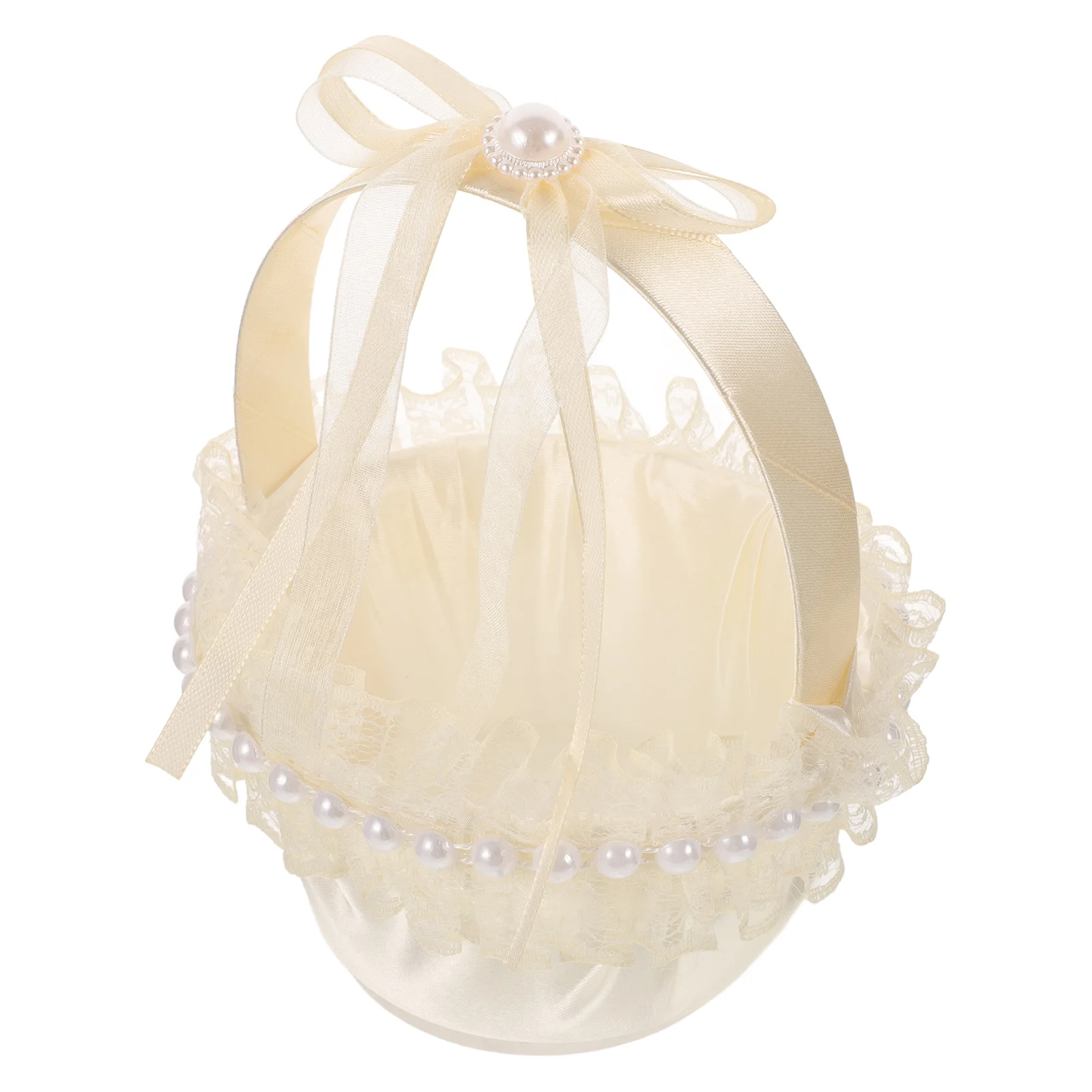 

Satin Wedding Flower Basket Rustic Vintage Style Extra Large White Handheld Basket for Bridesmaid Decoration Party Gift Small