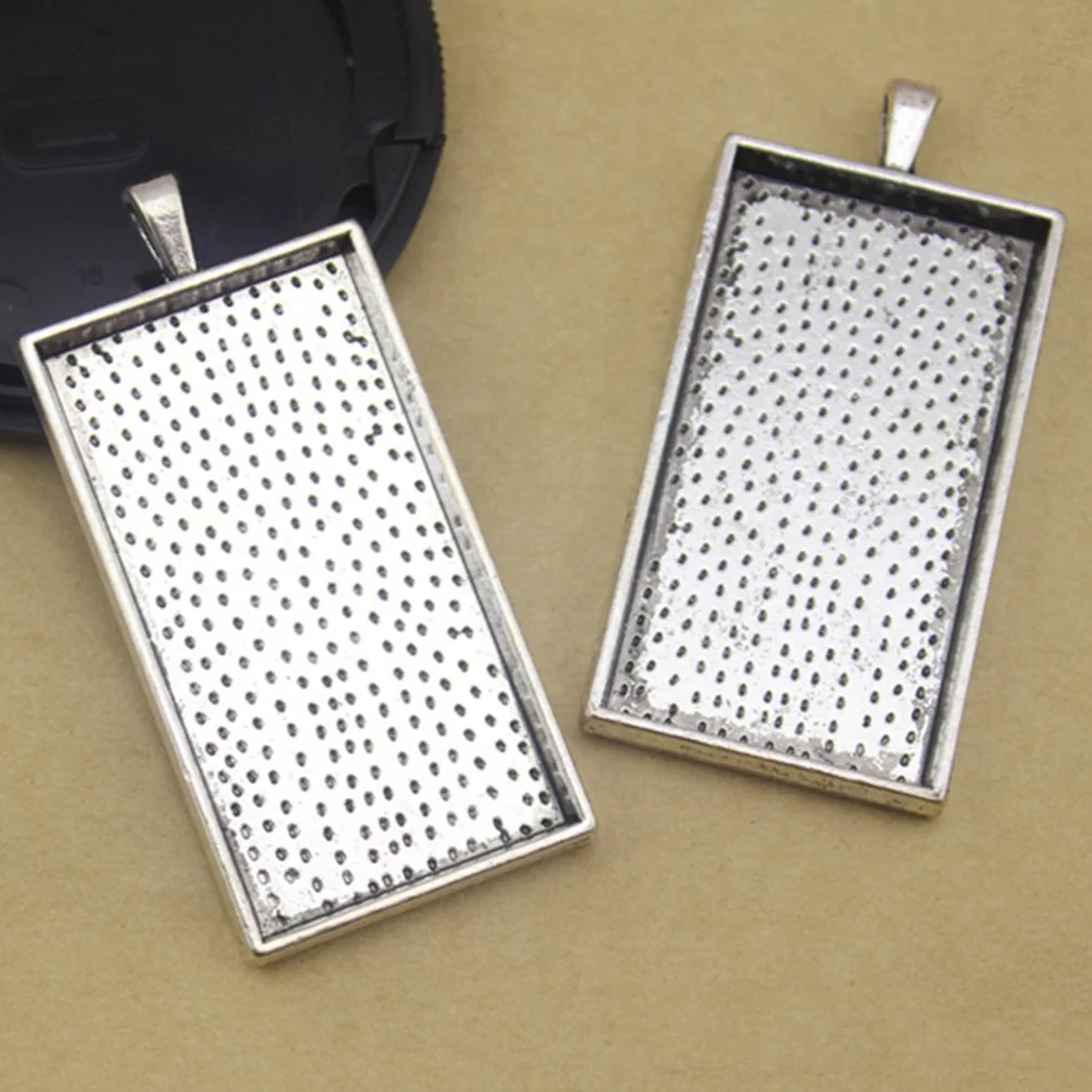 

10 PCS Silver Accessories Alloy Pendant Trays Blank Vintage Bottom Bracket Rectangle