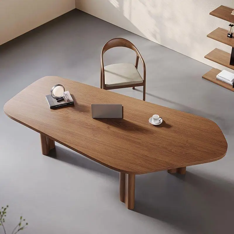 Medieval all-solid wood log desk, home living room large computer desk creative special-shaped