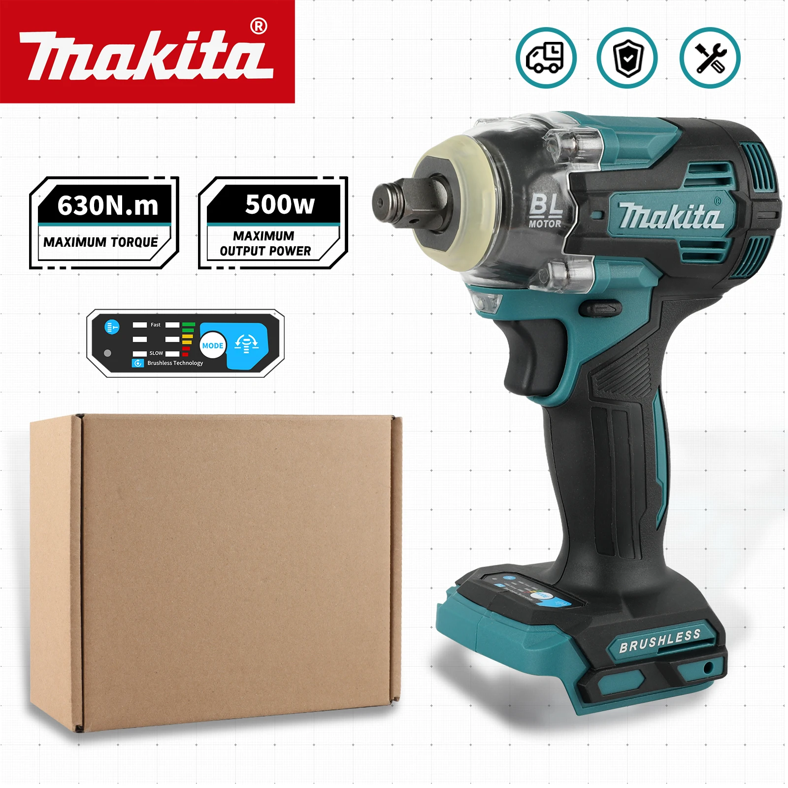 

Makita TW004G Brushless Impact Wrench 4-Speed Control Forward Reverse Trigger Heat Dissipation for Heavy Duty Work tools