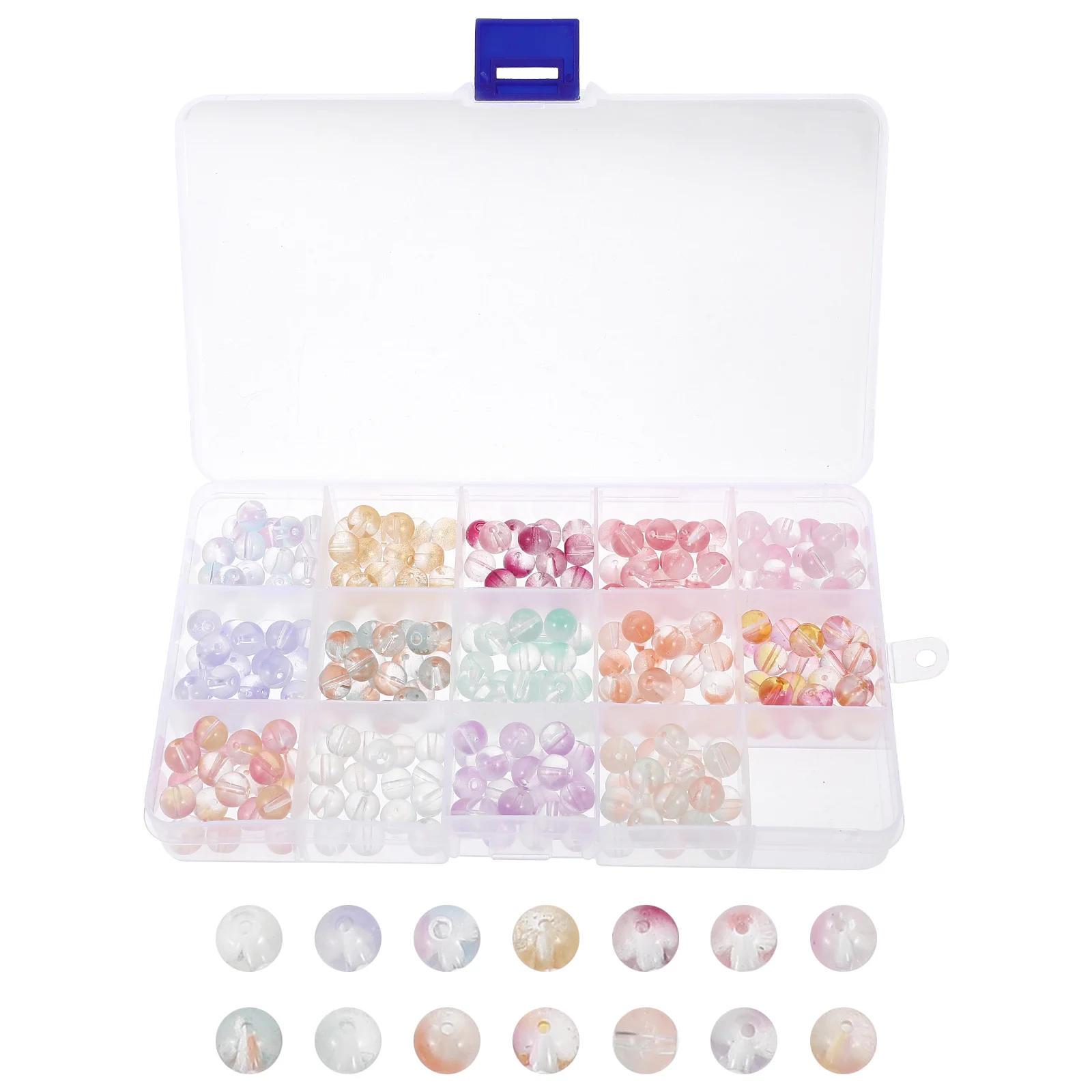 

300pcs 1 Box Loose Jewelry Diy Glass Beads Bracelet Necklace Making Decorative Crafts Colored Transparent Bulk Beads For Hair