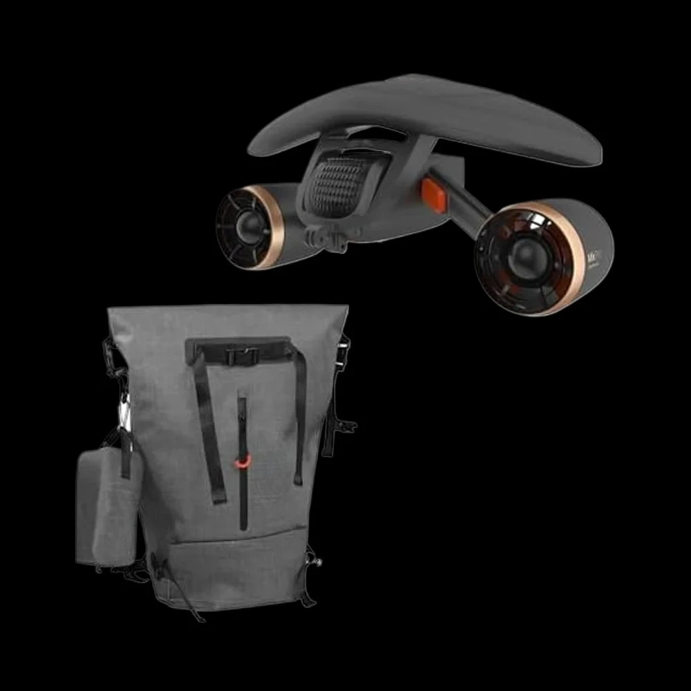 Black Waterproof Underwater Scooter Backpack Bundle Set Featuring 3-9km/h Speed 6Ah Battery 200W 40-60min Water