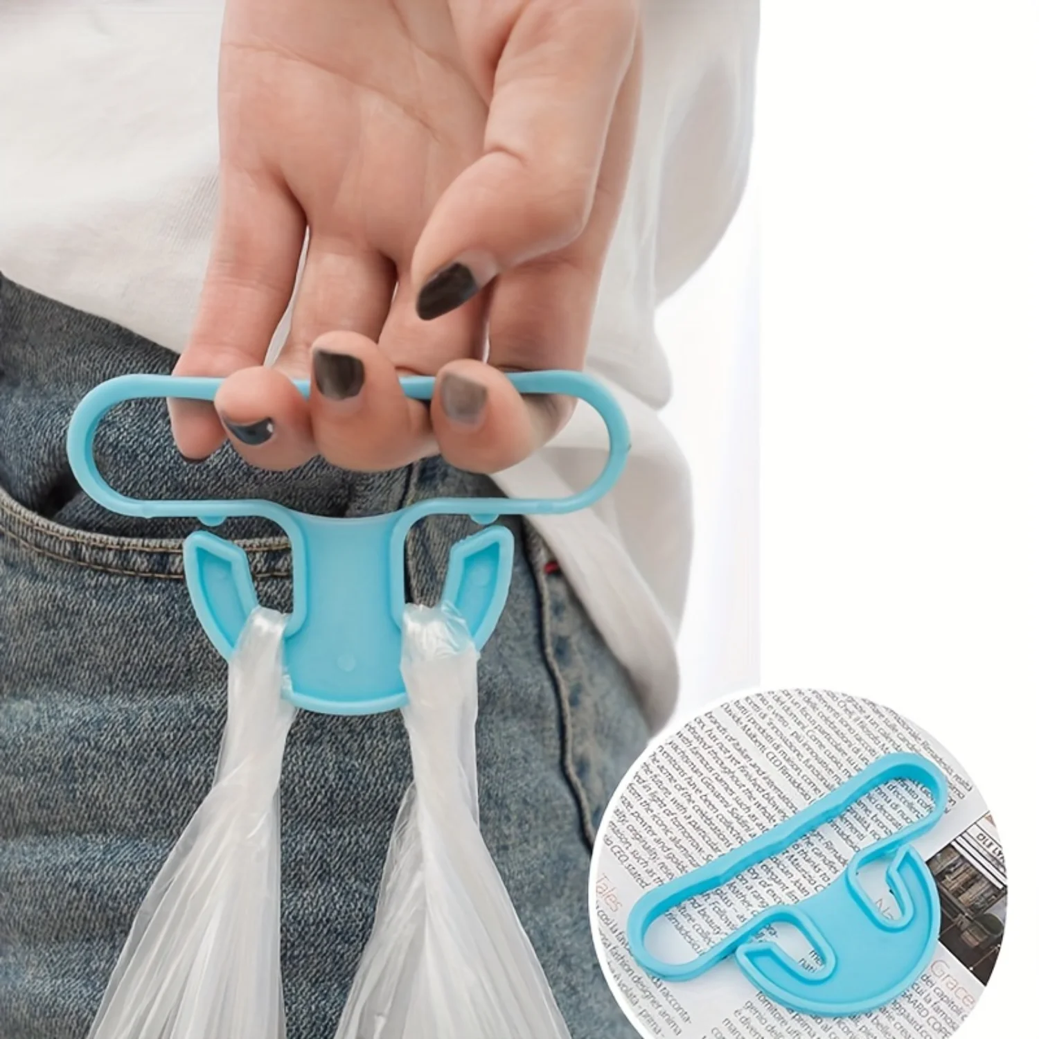 Ergonomic Grocery Bag Lifter with Hanging Ring - Effort-Saving Plastic Handle for Shopping Bags - Convenient Carry Solution