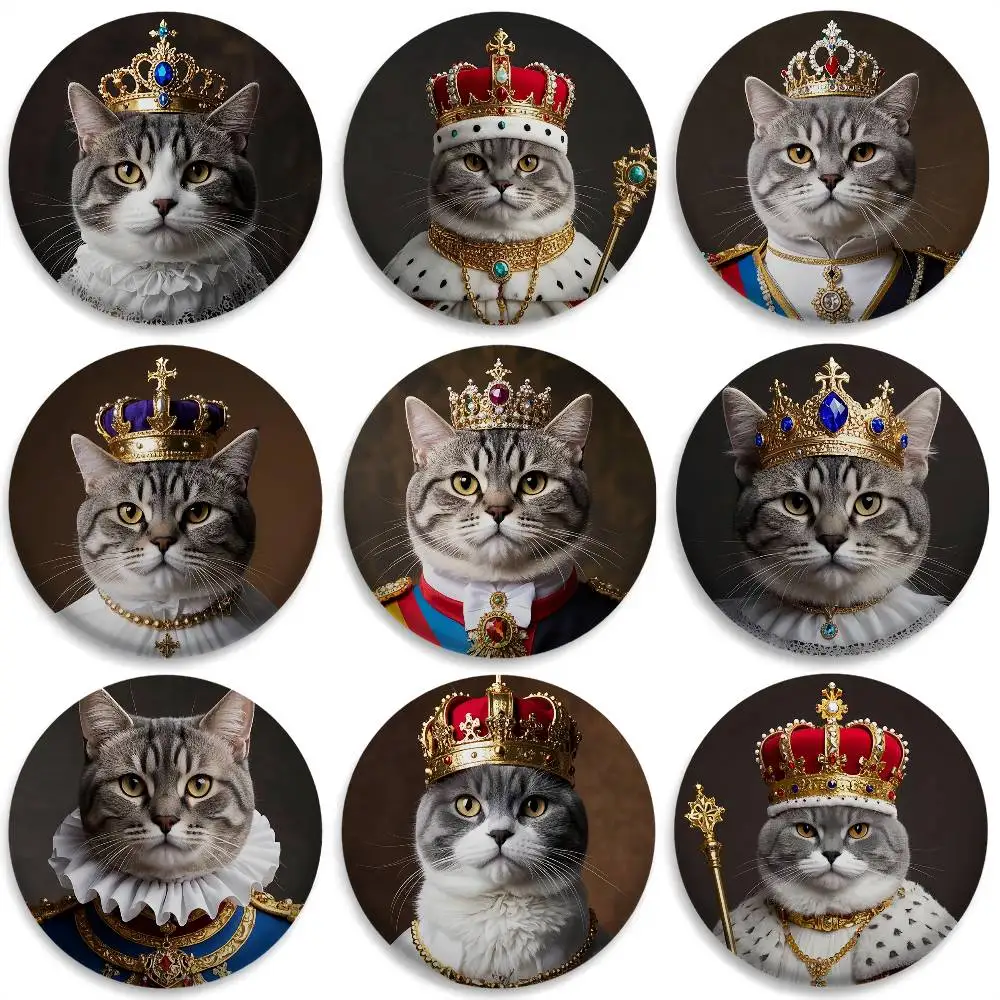 

British Shorthair Pope Funny Badges Round Exquisite Badge Brooches Creative Pins For Clothes Hat Backpack Gift Accessories