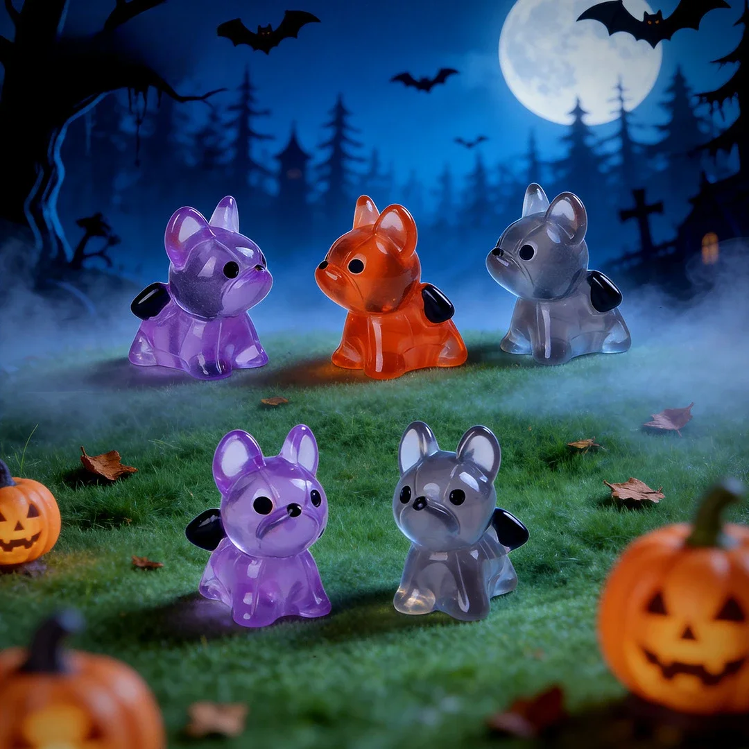 100pcs Wholesale Cartoon Mini 3D Puppy Dog Resin Cabochon Luminous DIY Accessories Desktop Ornament Fairy Garden Landscape Decor