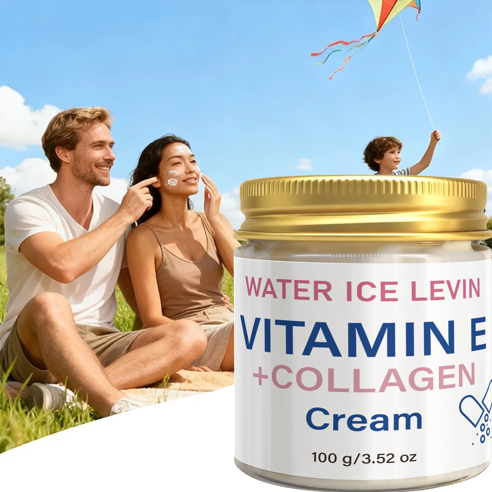 Kollagen & Vitamin E Gesichtscreme mit Biotin, Straffende Feuchtigkeitscreme für Trockene Haut, Nährende Pflege 100g