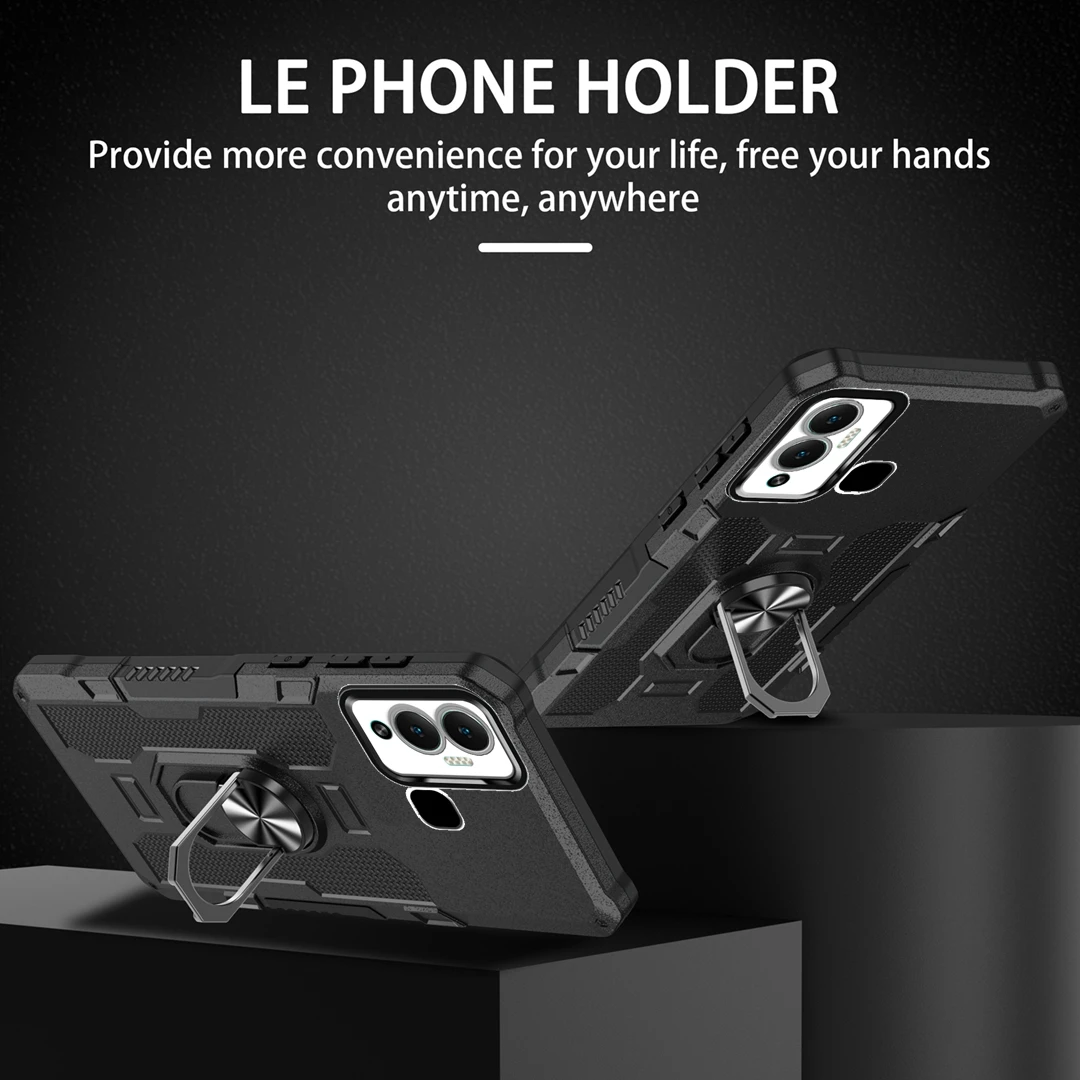 For Infinix Hot 12 Play Case Luxury Armor Shockproof Phone Case For Infinix Hot 9 10 11 Play 12i Magnetic Ring Holder Back Cover - view 2