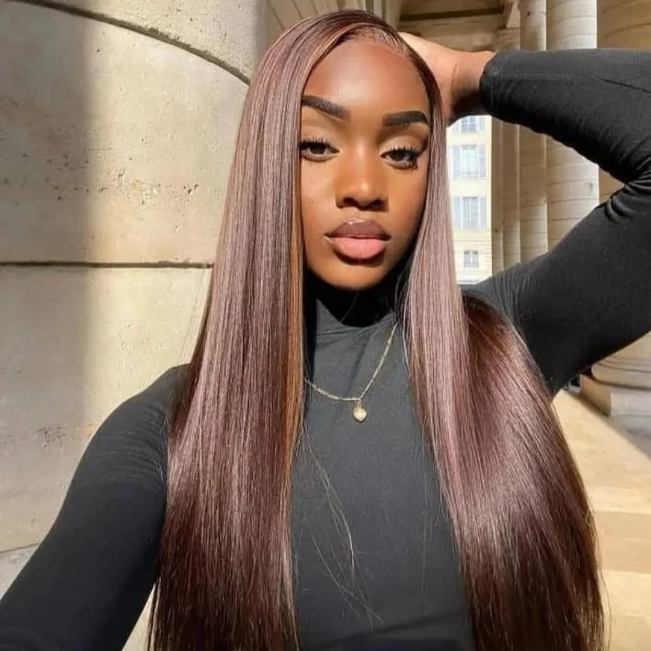 # 2 الملونة الشوكولاته براون شعر مستعار الشعر البشري 13x4 بوب شفاف بني داكن الدانتيل الجبهات الباروكات نسيج الشعر البشري جودة عالية 2025 #6