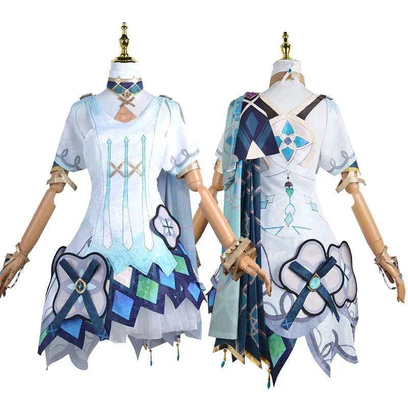 Game Genshin Impact Costume parrucca blu con doppia coda resistente al calore capelli sintetici vestito completo Set Faruzan Cosplay