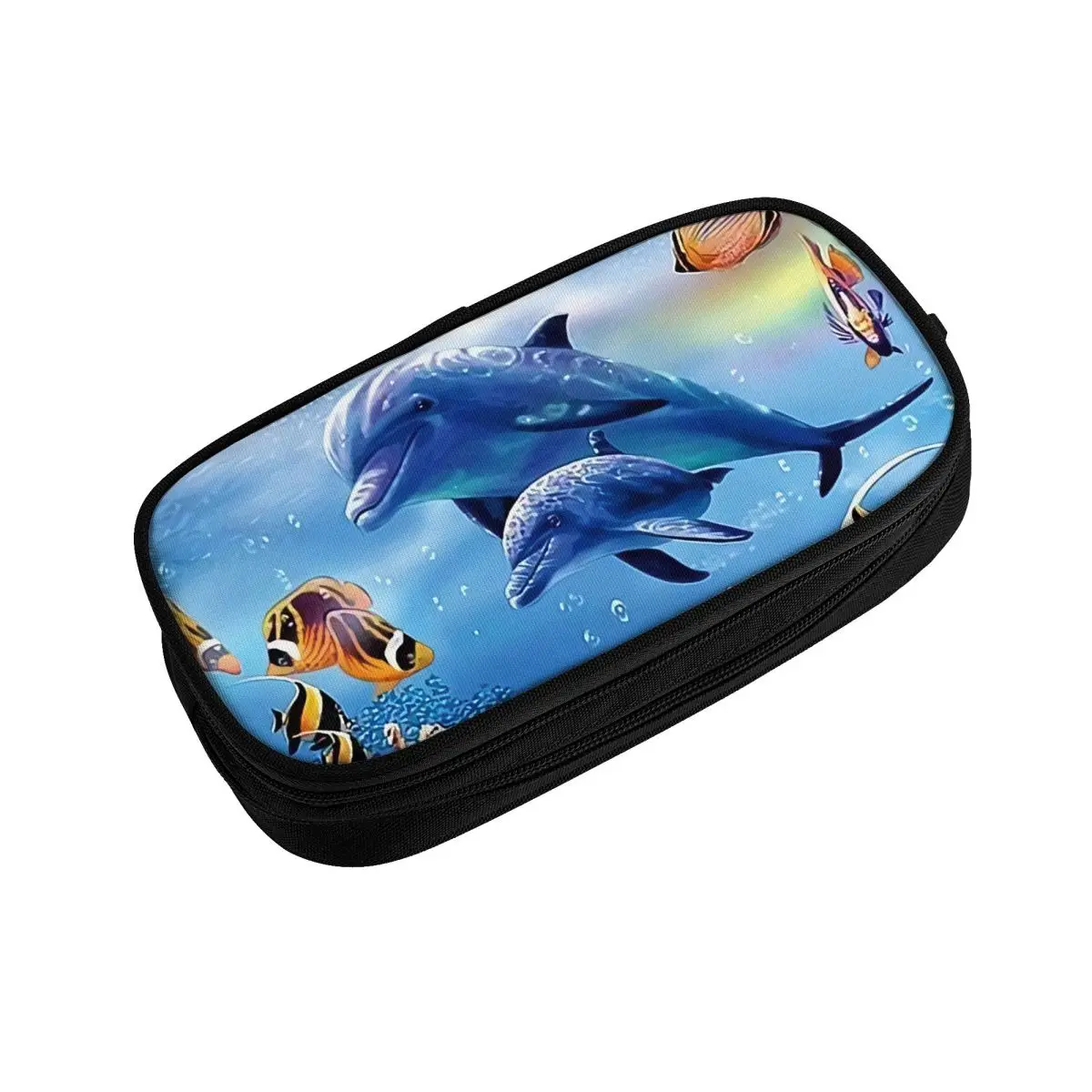 Custom Sea Creature Dolphin Fish Cute Pencil Cases Girls Boys Large Capacity Ocean Animal Pencil Pouch Students Stationery