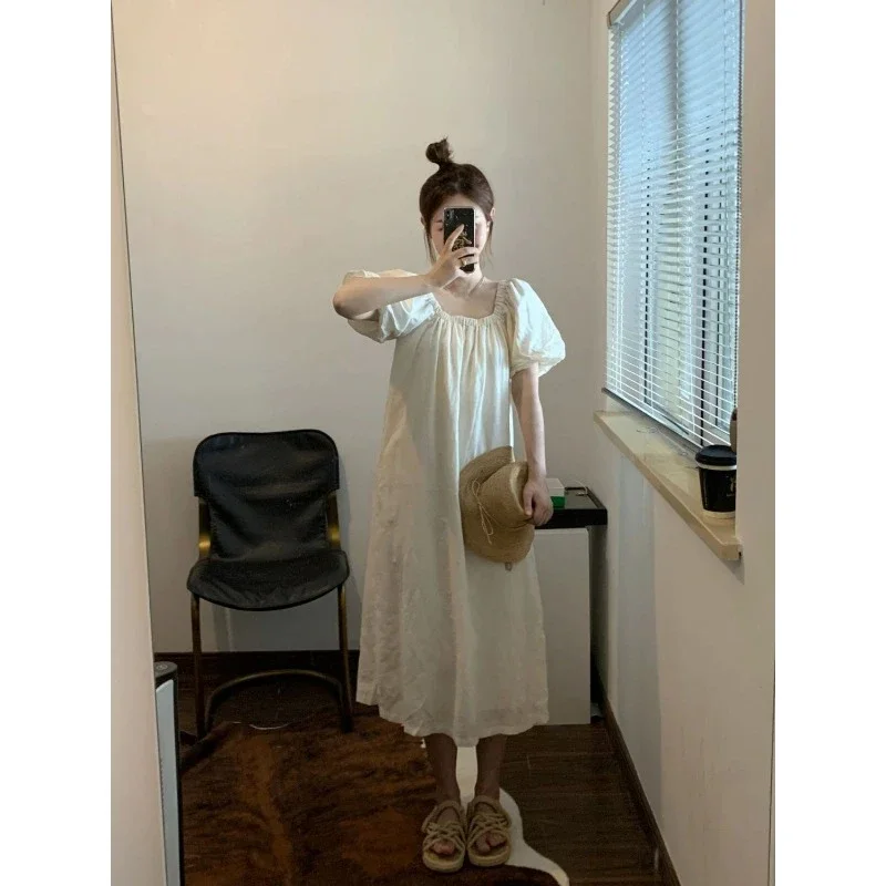 First Love Fairy Long Dress French Puff Sleeve Look Slimmer Fallow Dresses New Style Female Sense of Advanced Vacation Style