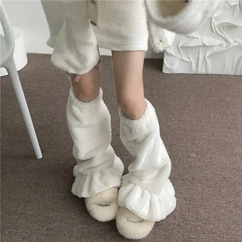 

Sweet Leg Warmers For Women Kawaii Japanese Plush Fur Leg Winter Warm Y2k Leg Covers Ryffles Harajuku Boot Cuffs Jk Lolita Sock