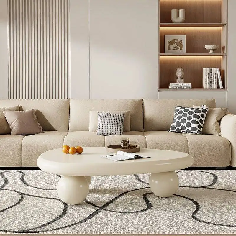 โต๊ะกาแฟทรงพิเศษสไตล์นอร์ดิกสำหรับห้องนั่งเล่น โต๊ะเก็บของ โต๊ะดีไซน์หรูหราทันสมัย ฐานโต๊ะไม้ เฟอร์นิเจอร์