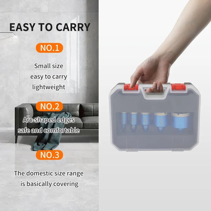 8PCS 6-45mm Diamond Coated Drill Bits Set Ceramic Tile Hole Saw with Position Drill for Glass Marble Granite Stone Porcelain