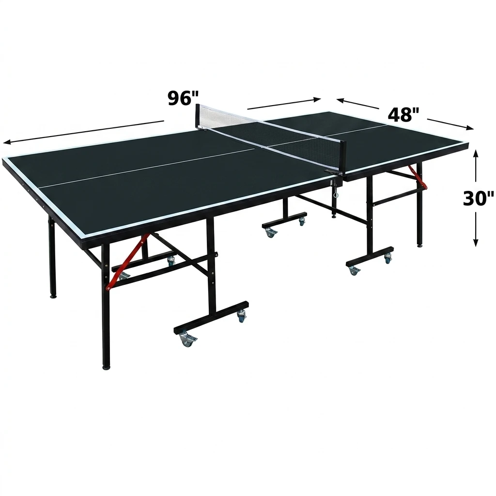 fj- Portable Folding Ping Pong Table Tennis Table 12/15/18/25mm MDF with Wheels Indoor Outdoor@