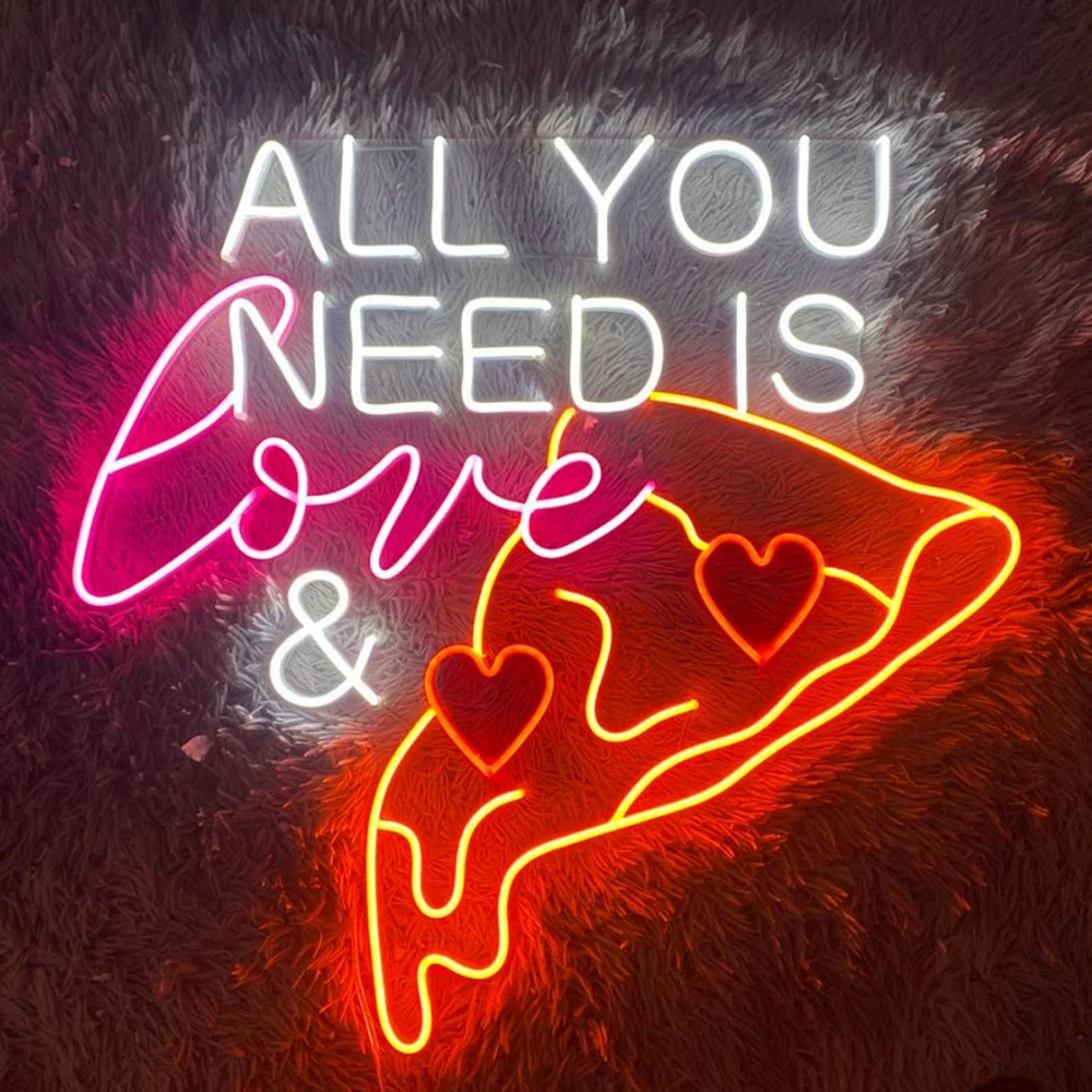 

All You Need Is Love & Pizza Neon Sign Custom Pizza Store Decor Neon Sign Party Restaurant Welcome Decoration Led Neon Light