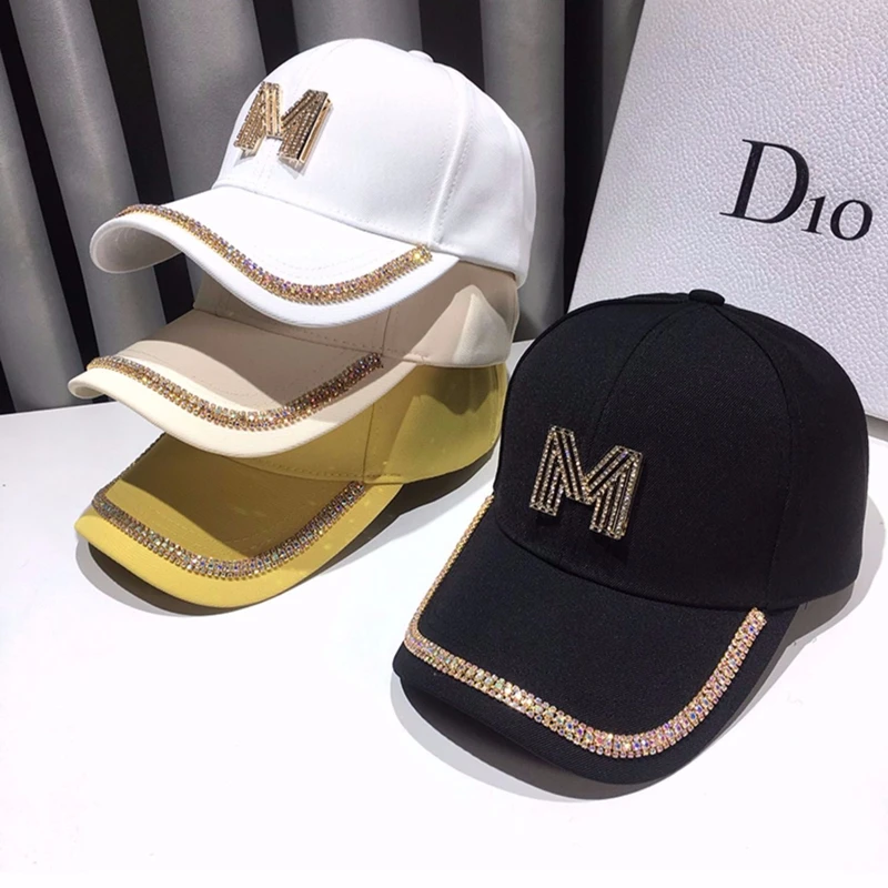 Fashion Luxury Diamond D Letter Baseball Cap For Women Summer Outdoor Sun Protection Hat 2023 Autumn Casual Ladies Caps Gifts