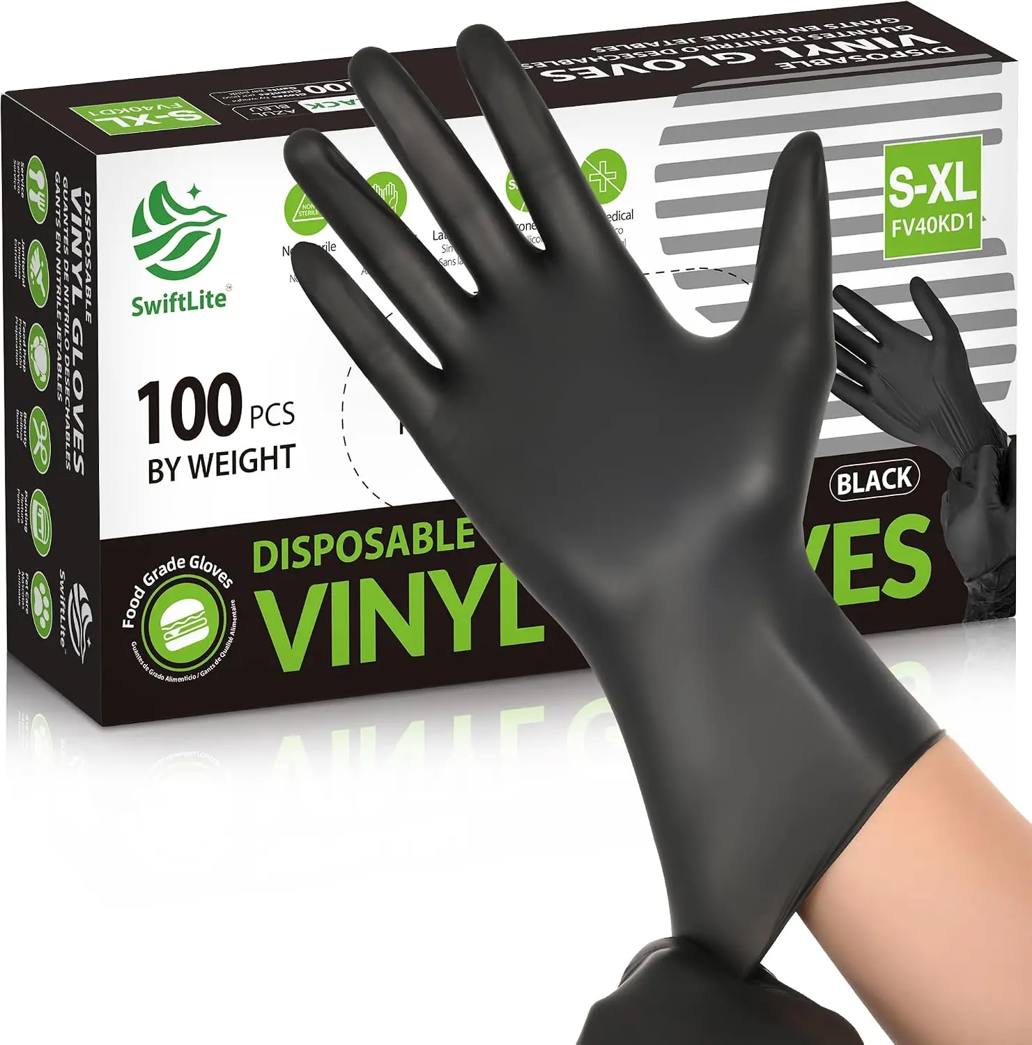 Food Grade Black Vinyl Gloves Disposable Latex Free PVC Gloves for Kitchen Cooking Cleaning Tasks