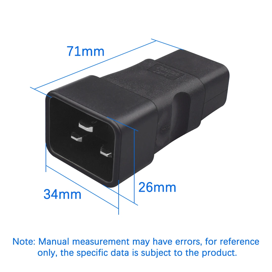 JORINDO IEC320 C20 TO C19 AC power plug, 16A C20 male to female power adapter connector suitable for PDU UPS