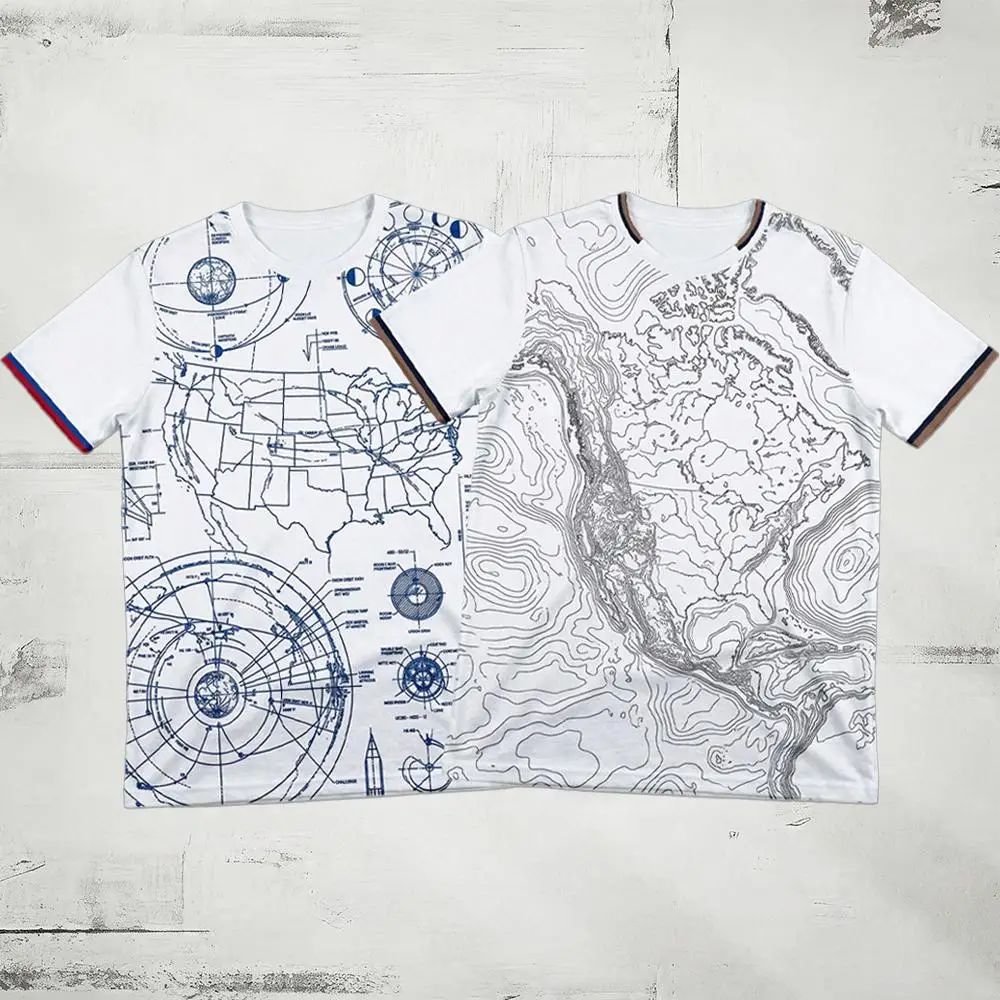 

America Topographic Map Print T-Shirt 2026 New Breathable Football Jersey Tee Men's Women's Fashion Streetwear Casual O-Neck Top