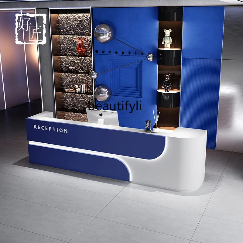 Minimalist Modern Fashion Cashier Counter Company Front Desk Barber Shop Commercial Bar Training Institution Reception Desk