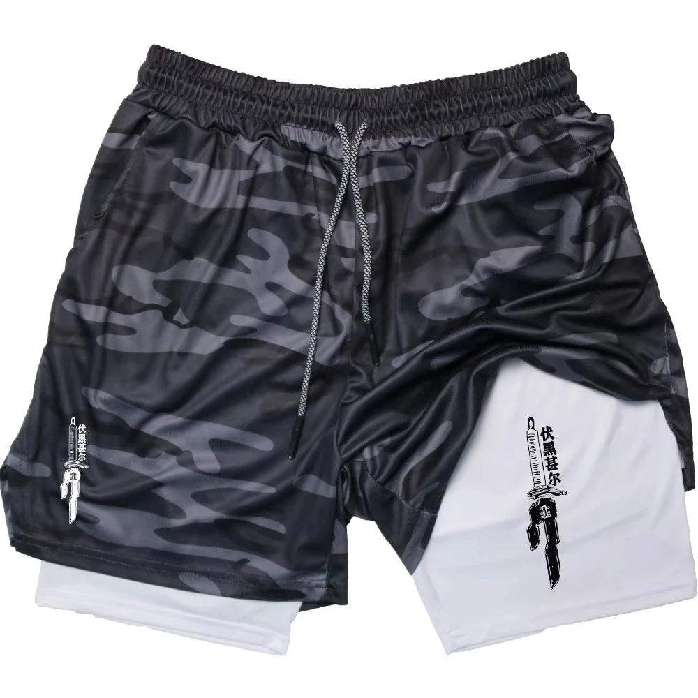 Casual Anime Printed Men's Athletic Shorts Quick Dry Breathable Gym Running Training Shorts Outdoor Sport Shorts JW020
