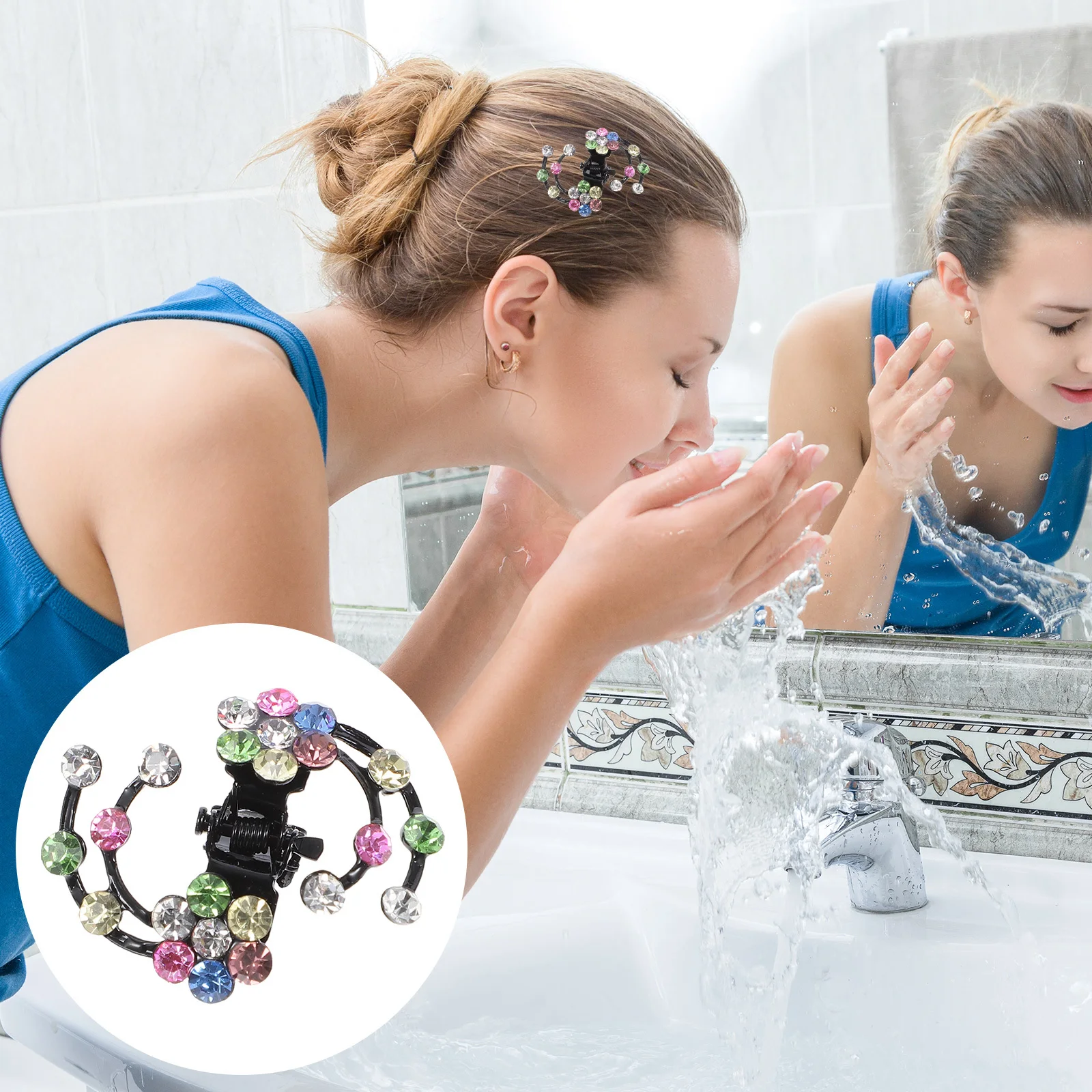 6 قطعة زهر البرقوق دبوس الشعر الصغير حجر الراين مشبك شعر مقاطع الزفاف زهرة مشبك شعر اكسسوارات دبوس الشعر الصغير